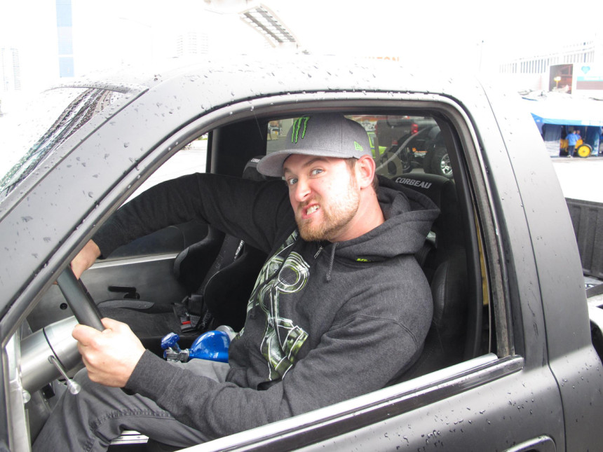 Vaughn Gittin Jr. loving the truck at SEMA