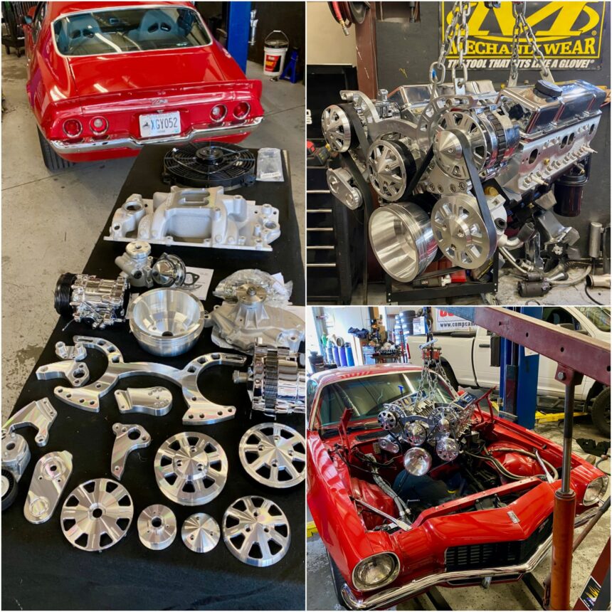 Trinity Motorsports 1970 Camaro engine swap march pulleys