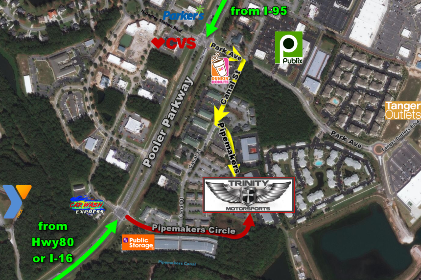 Trinity Motorsports Pipemakers Circle Pooler GA Map